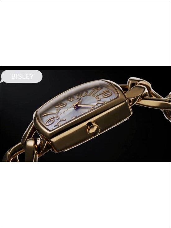 Women\'s Gold Metal Chain Bracelet Watch with Arabic Numerals, Easy Reader, 30m